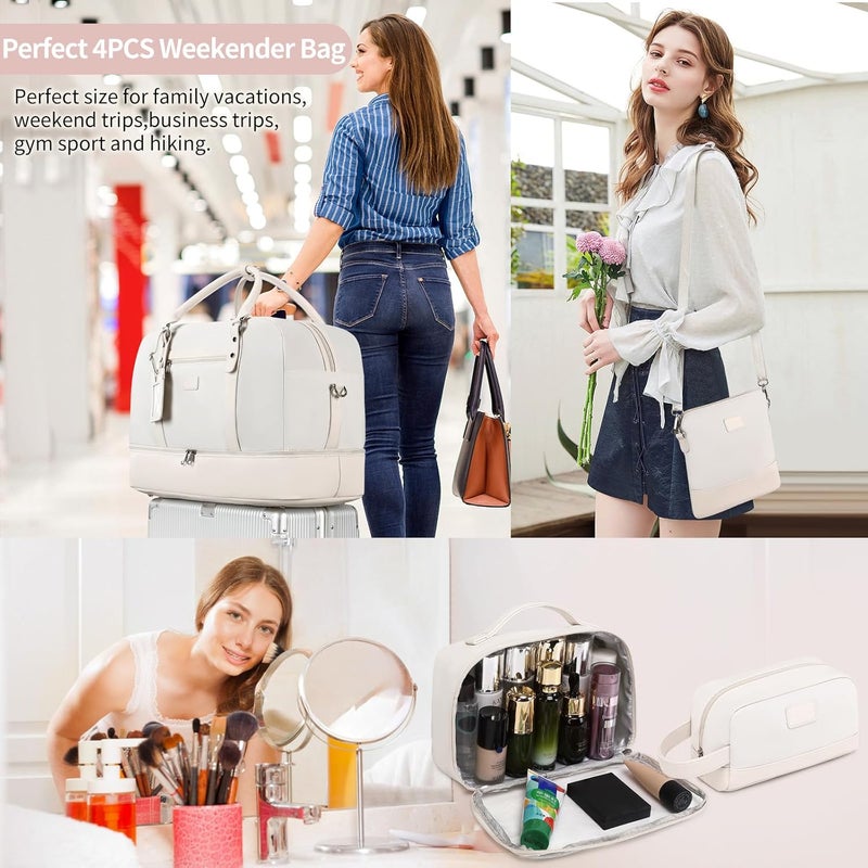Wogarl Weekender Bags for Women Large Canvas Overnight Bag Travel Duffel Bags Carry on Shoulder Weekend Bag with Shoe Compartment for Travel Night Flight Daily Use - Image 2